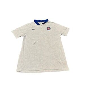 Nike MLB Chicago Cubs Dri-Fit Polo Shirt Gray Blue Collar XXL